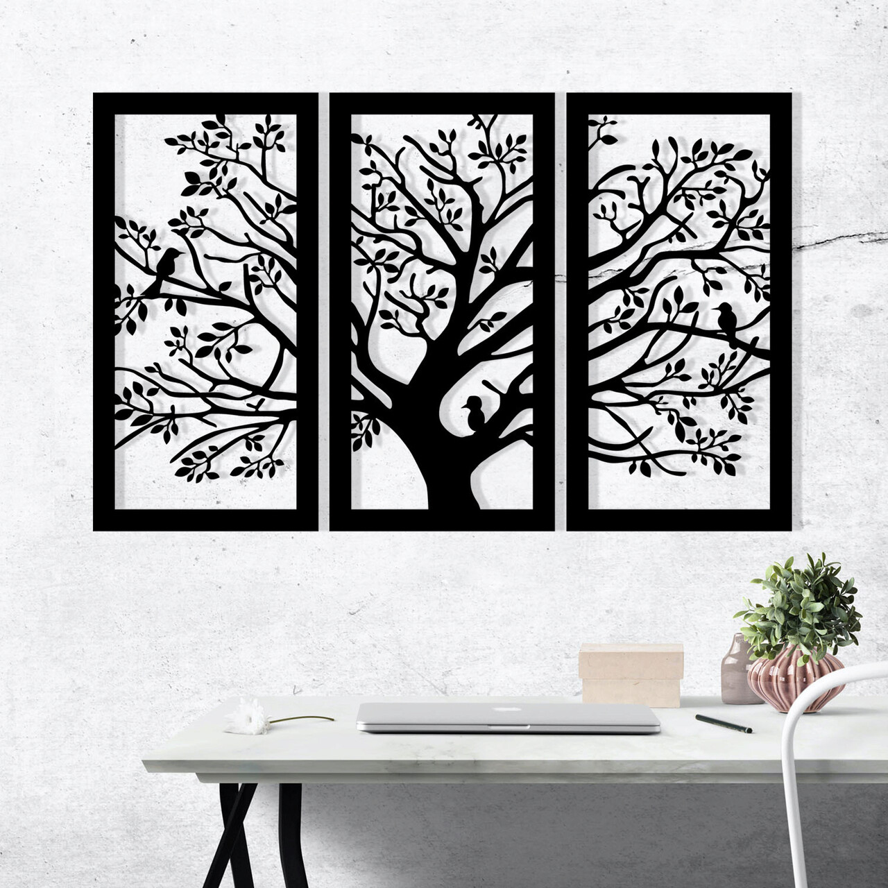 Decoratiune de perete, Arbol - M124, metal, 103 x 65 cm, negru - imagine 7